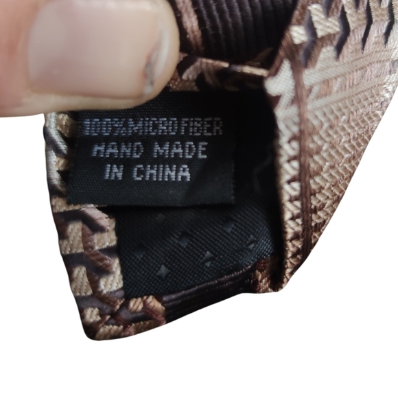 Stacy Adams Two-Tone Brown Stripe Hounds Tooth Tie - Picture 7 of 7